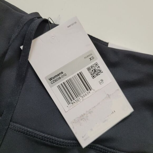 NEW NIKE FAST DRI-FIT BLACK MID RISE CROPPED LEGGINGS TIGHTS ZIP POCKETS XS NWT - Picture 2 of 10